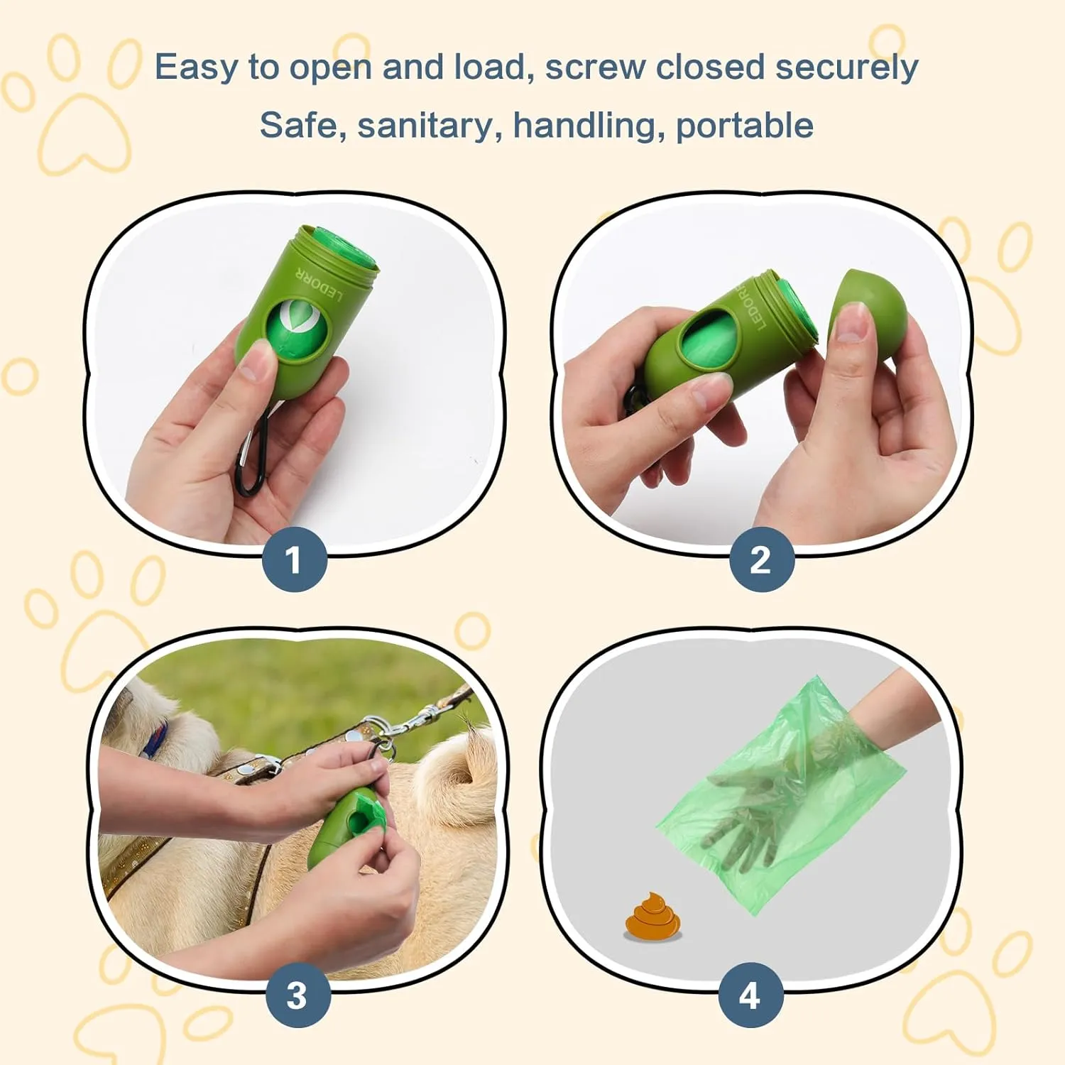 Natural Degradation Dog Poop Bags with Dispenser Holder, Ledorr Leak-Proof Tear-Resistant Fragrant Pet Doggie Puppy Cat Waste Bags for Outdoor Walking Travel Refuse Cleanup, 240 Bags