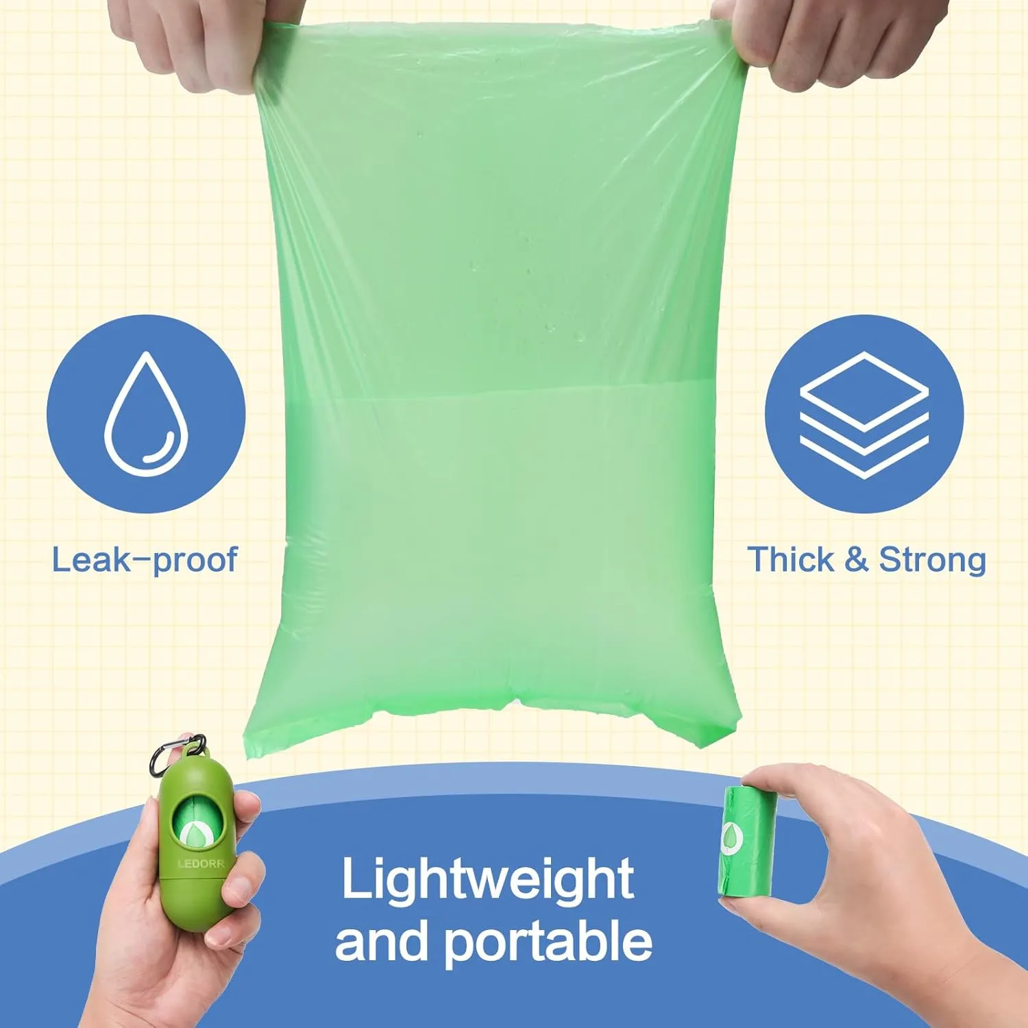 Natural Degradation Dog Poop Bags with Dispenser Holder, Ledorr Leak-Proof Tear-Resistant Fragrant Pet Doggie Puppy Cat Waste Bags for Outdoor Walking Travel Refuse Cleanup, 240 Bags