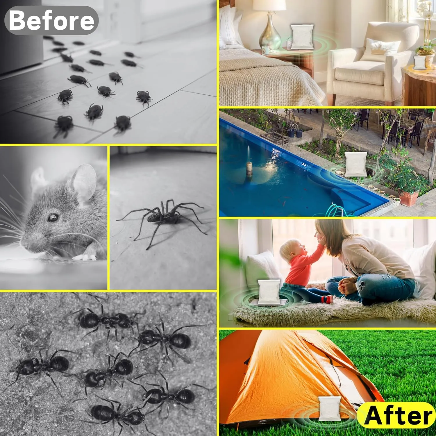 Natural Peppermint Spider Repellent Indoor Pet Safe & Ant Control Pouches - Fresh Mint Scent, Rodent Repellent for Car Engine, Home Storage, Safe for Kids and Pets(12 PCS)