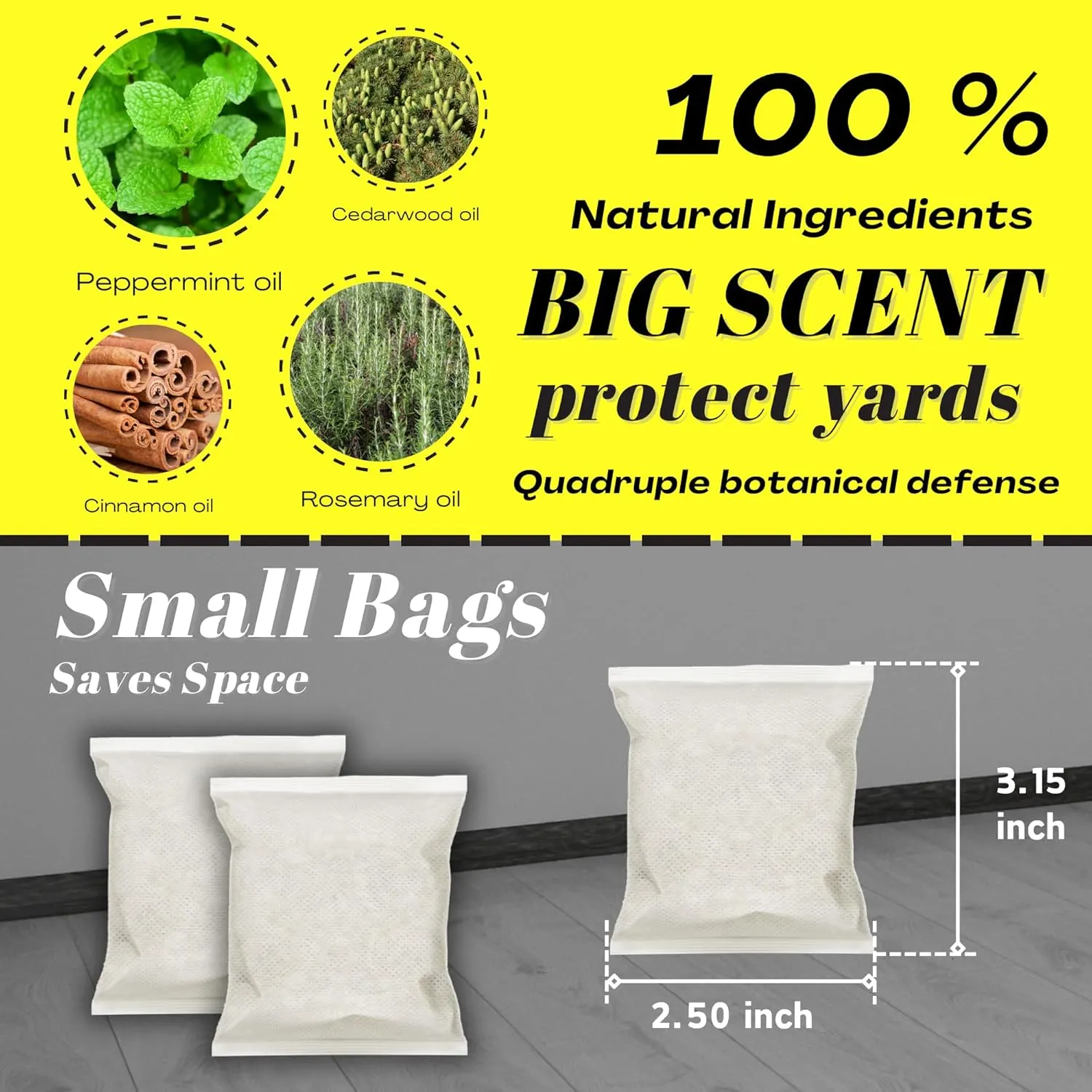 Natural Peppermint Spider Repellent Indoor Pet Safe & Ant Control Pouches - Fresh Mint Scent, Rodent Repellent for Car Engine, Home Storage, Safe for Kids and Pets(12 PCS)