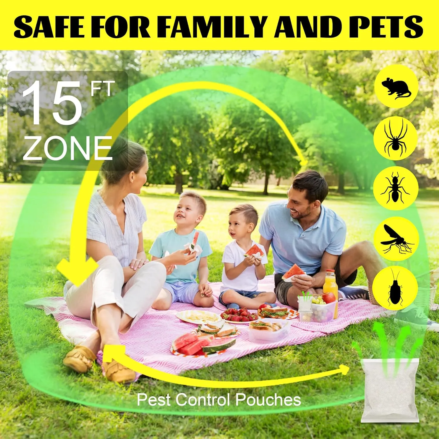 Natural Peppermint Spider Repellent Indoor Pet Safe & Ant Control Pouches - Fresh Mint Scent, Rodent Repellent for Car Engine, Home Storage, Safe for Kids and Pets(12 PCS)