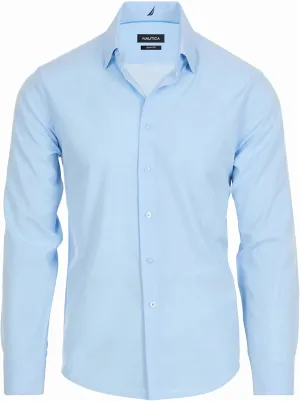 NAUTICA Slim Fit Mens Dress Shirts Long Sleeve Button Down Wrinkle Free Formal 4-Way Stretch