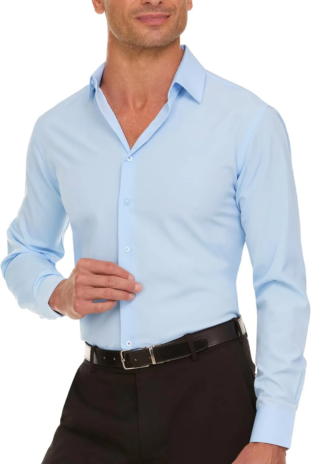 NAUTICA Slim Fit Mens Dress Shirts Long Sleeve Button Down Wrinkle Free Formal 4-Way Stretch