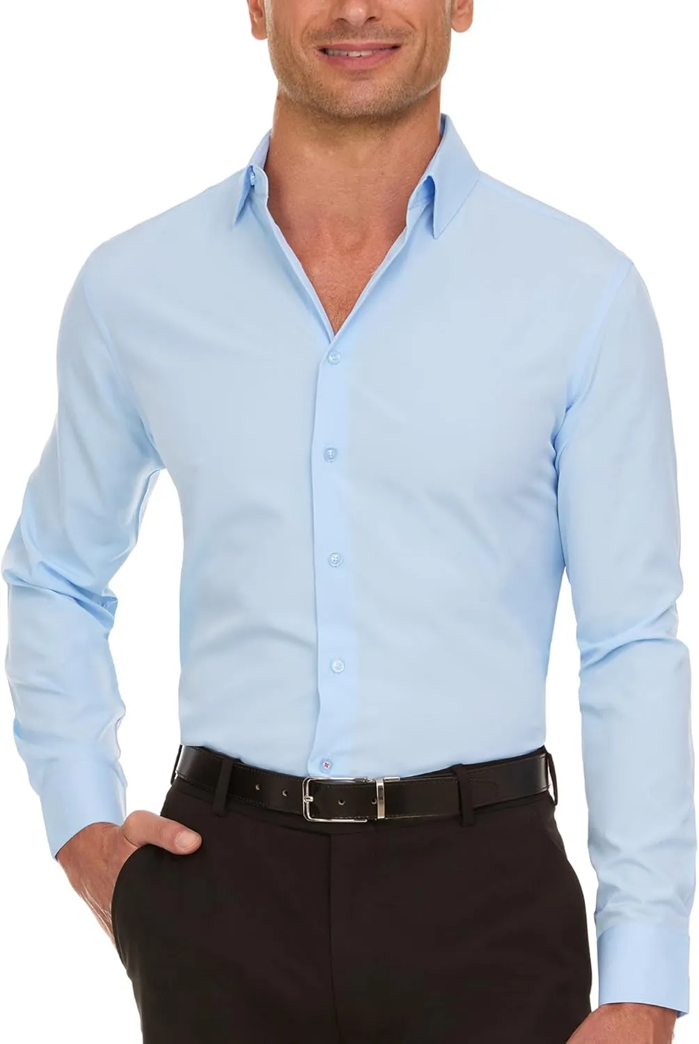 NAUTICA Slim Fit Mens Dress Shirts Long Sleeve Button Down Wrinkle Free Formal 4-Way Stretch