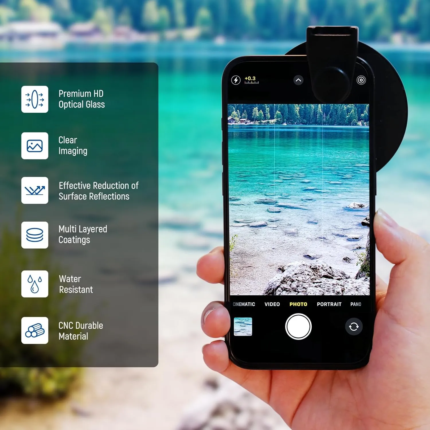 NEEWER CPL Filter for Phone, 67mm Camera Lens Polarizing Filter with Metal Cold Shoe Phone Clip Compatible with iPhone 16 15 Pro Max Plus 14 13 Pro Max Mini 12 11 X XS Max Samsung Galaxy, FL-27