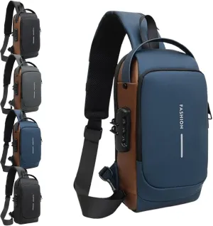 New Carbon Fiber Streamline Anti-theft Sling Bag, Men’s Waterproof Streamline Anti-Theft Sling Bag with USB Charging Port