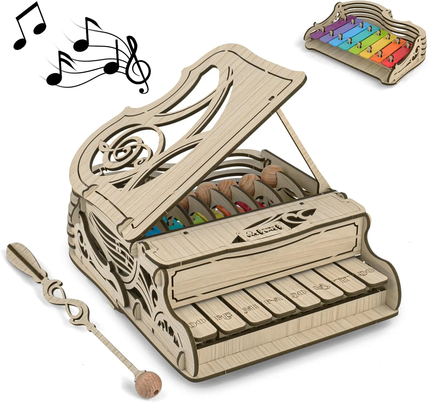nicknack 3D Wooden Puzzle Model Kits Assembly Wood Piano Toy Mechanical Music Model Wooden Puzzle for Teens and Adults
