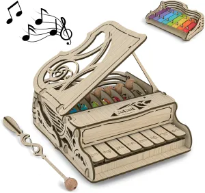 nicknack 3D Wooden Puzzle Model Kits Assembly Wood Piano Toy Mechanical Music Model Wooden Puzzle for Teens and Adults