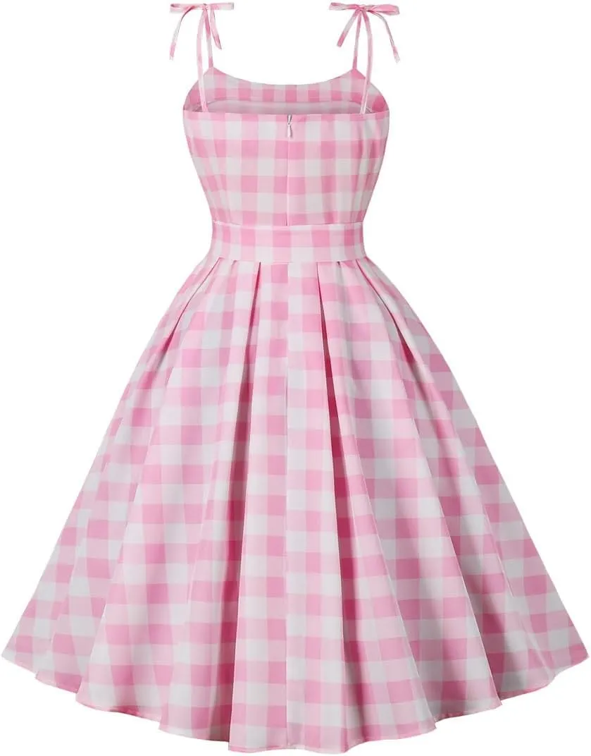 Nihsatin Vintage 1950s Retro Rockabilly Swing Dress Polka Dots Cocktail Dress with Belt