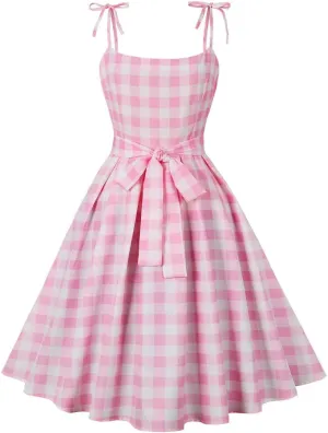 Nihsatin Vintage 1950s Retro Rockabilly Swing Dress Polka Dots Cocktail Dress with Belt