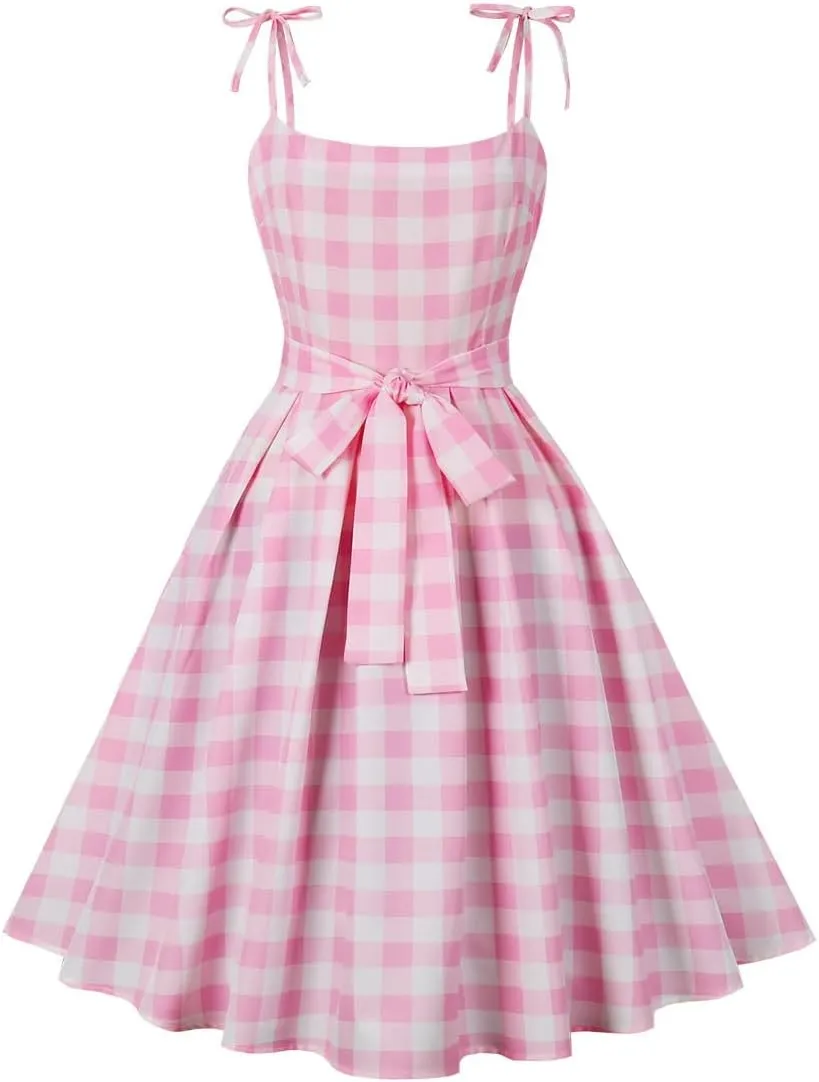 Nihsatin Vintage 1950s Retro Rockabilly Swing Dress Polka Dots Cocktail Dress with Belt
