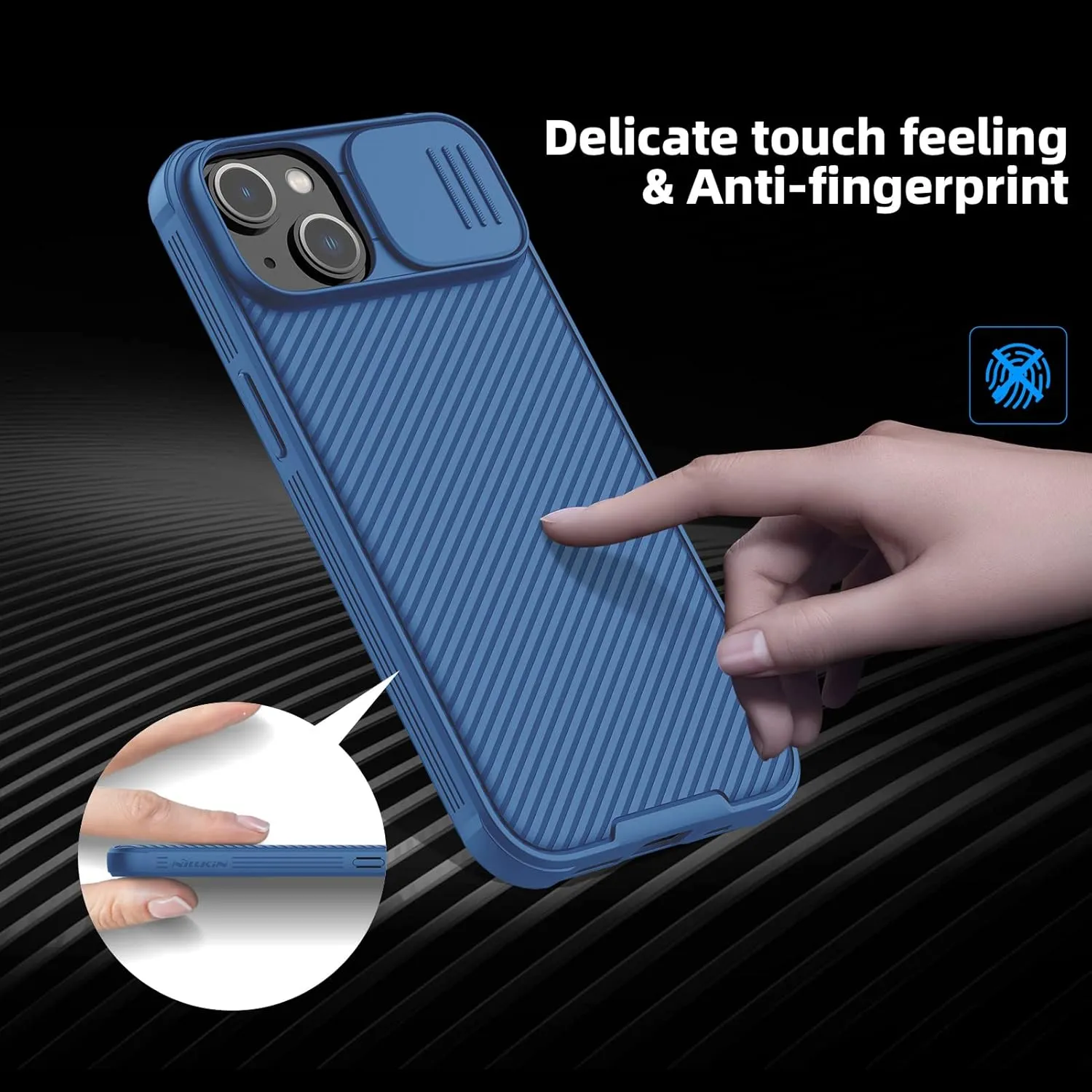 Nillkin Designed for iPhone 14 Plus Case with Camera Cover, CamShield Pro Case with Slide Camera Protection, Slim Fit Thin Shockproof Cover for iPhone 14 Plus 6.7 inch, Blue