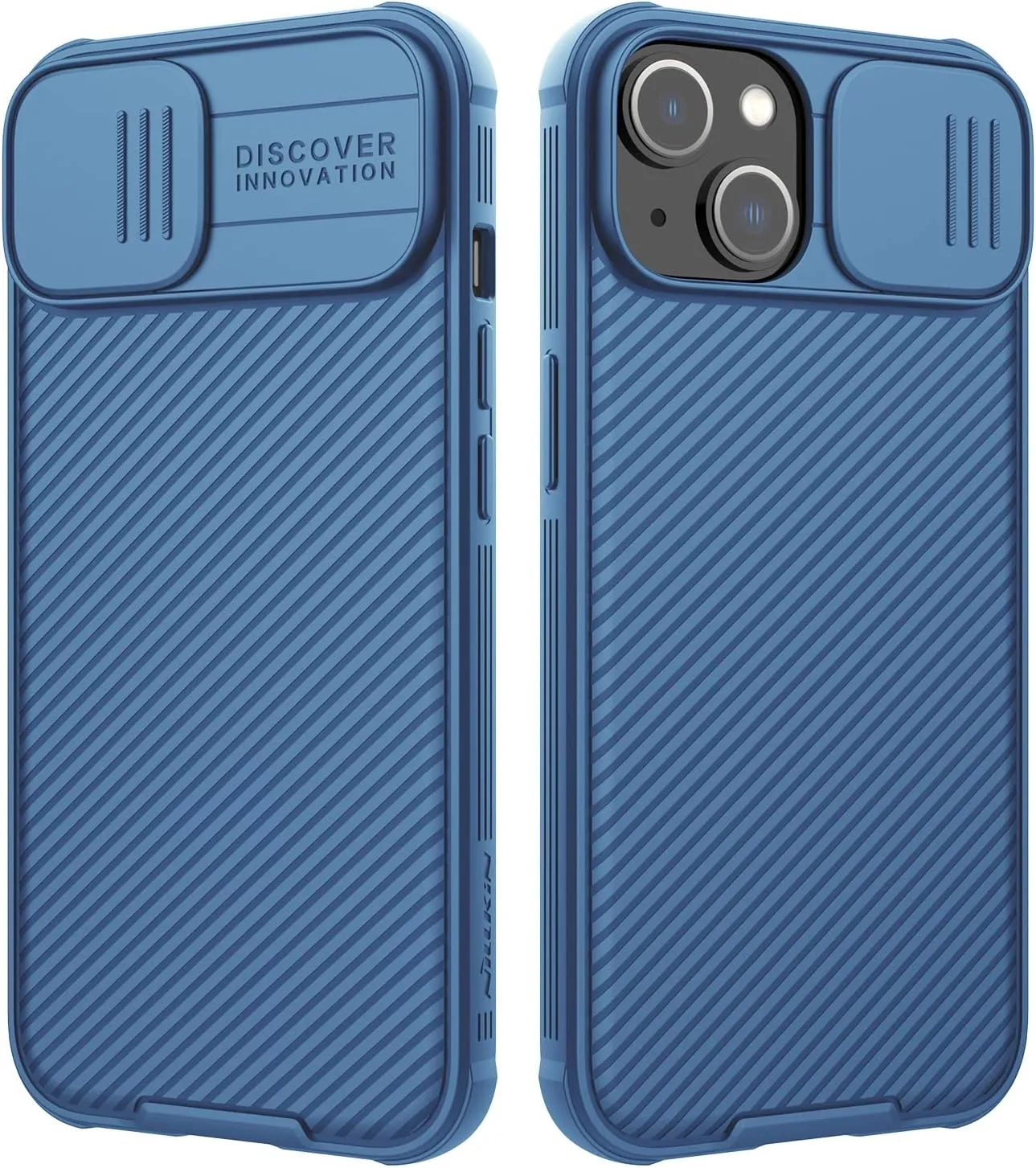 Nillkin Designed for iPhone 14 Plus Case with Camera Cover, CamShield Pro Case with Slide Camera Protection, Slim Fit Thin Shockproof Cover for iPhone 14 Plus 6.7 inch, Blue