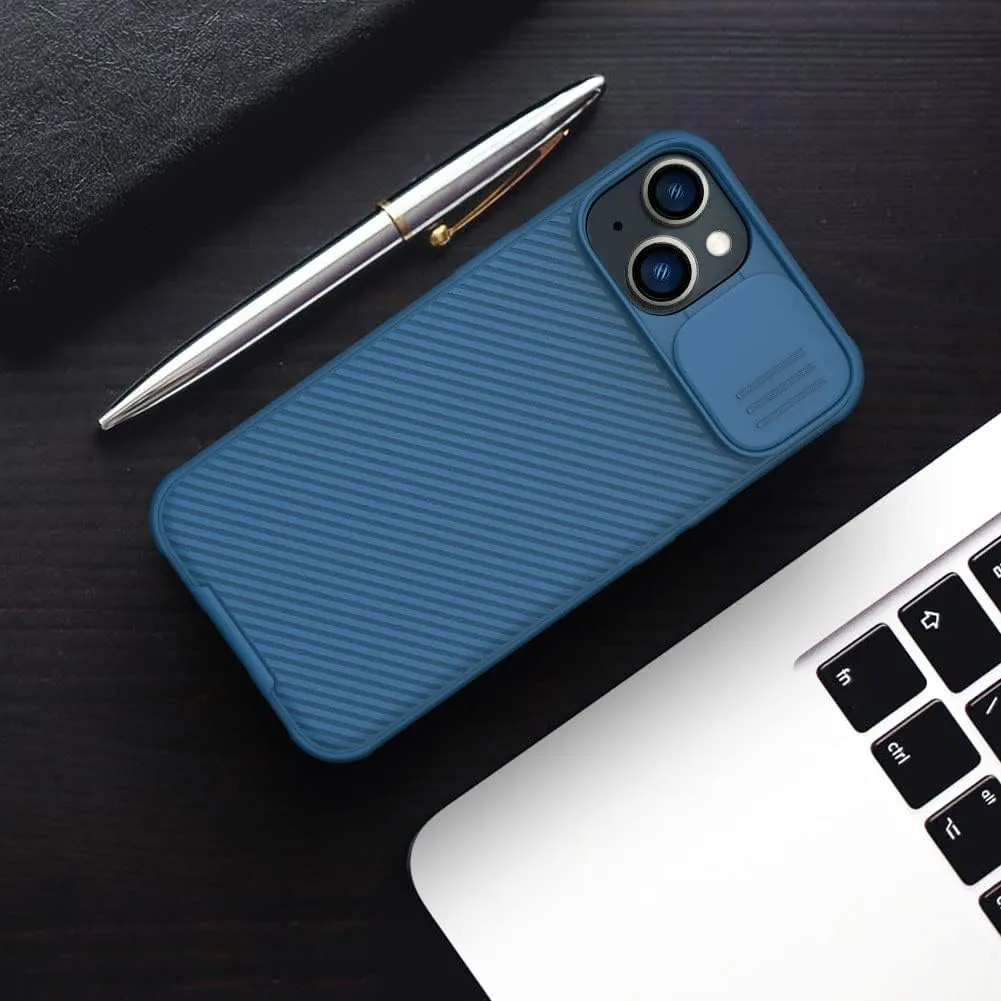 Nillkin Designed for iPhone 14 Plus Case with Camera Cover, CamShield Pro Case with Slide Camera Protection, Slim Fit Thin Shockproof Cover for iPhone 14 Plus 6.7 inch, Blue
