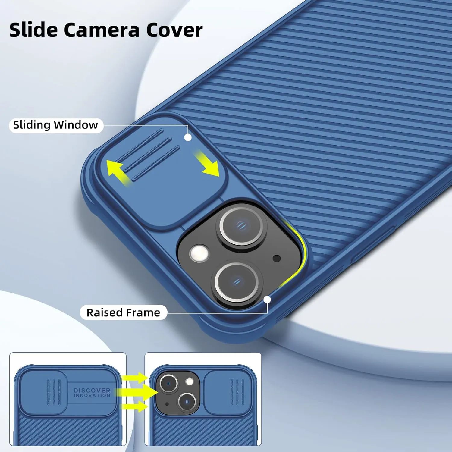 Nillkin Designed for iPhone 14 Plus Case with Camera Cover, CamShield Pro Case with Slide Camera Protection, Slim Fit Thin Shockproof Cover for iPhone 14 Plus 6.7 inch, Blue