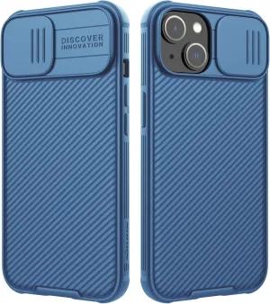 Nillkin Designed for iPhone 14 Plus Case with Camera Cover, CamShield Pro Case with Slide Camera Protection, Slim Fit Thin Shockproof Cover for iPhone 14 Plus 6.7 inch, Blue