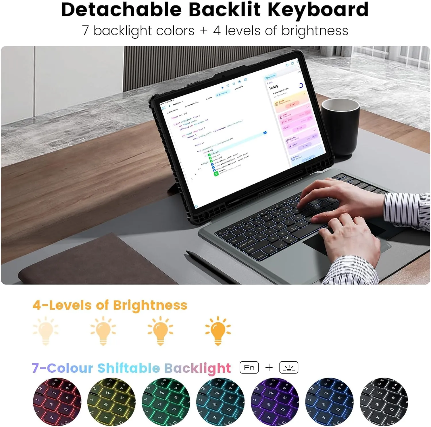 Nillkin for Samsung Galaxy Tab S9 Case with Detachable Keyboard, with 7 Backlit, Kickstand,Smart Trackpad, S Pen Holder, Galaxy tab S9 5G Keyboard Case 11 inch