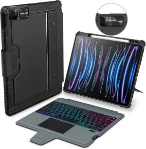 Nillkin iPad Pro 12.9 Backlit Keyboard Case with Kickstand, Trackpad, Pencil Holder 12.9 Pro iPad Keyboard Detachable Backlight Case iPad Pro 12.9-inch (5th, 6th gen - 2021, 2022)