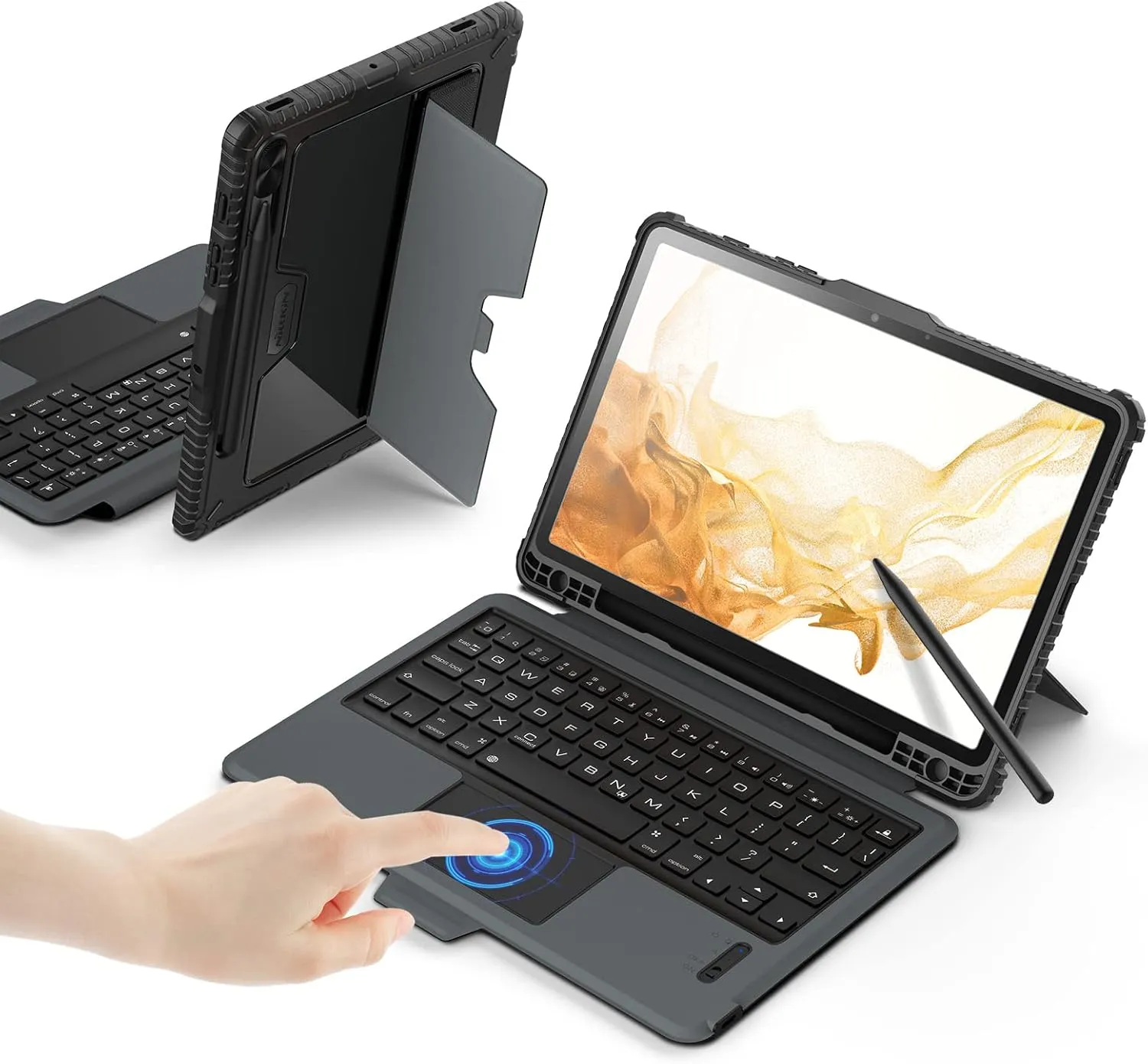 Nillkin Keyboard Case for Samsung Galaxy Tab S8 with Keyboard Detachable, with Trackpad, Pencil Holder for Tab S8 5G 11 inch (Tab S8 Black)
