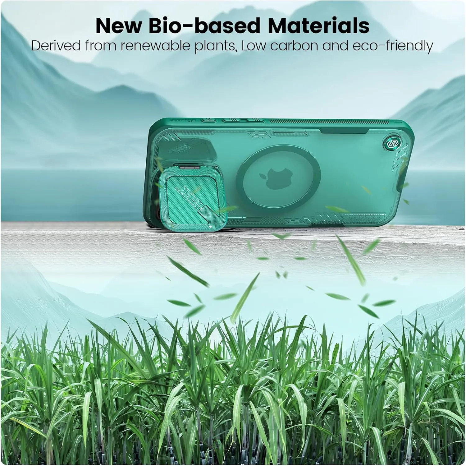 Nillkin Magnetic for iPhone 16 Pro Max Case Clear, Compatible with Magsafe, Never Yellow & Biodegradable Material, Translucent Case with Invisible Kickstand & Camera Cover for 16 Pro Max 6.9", Green