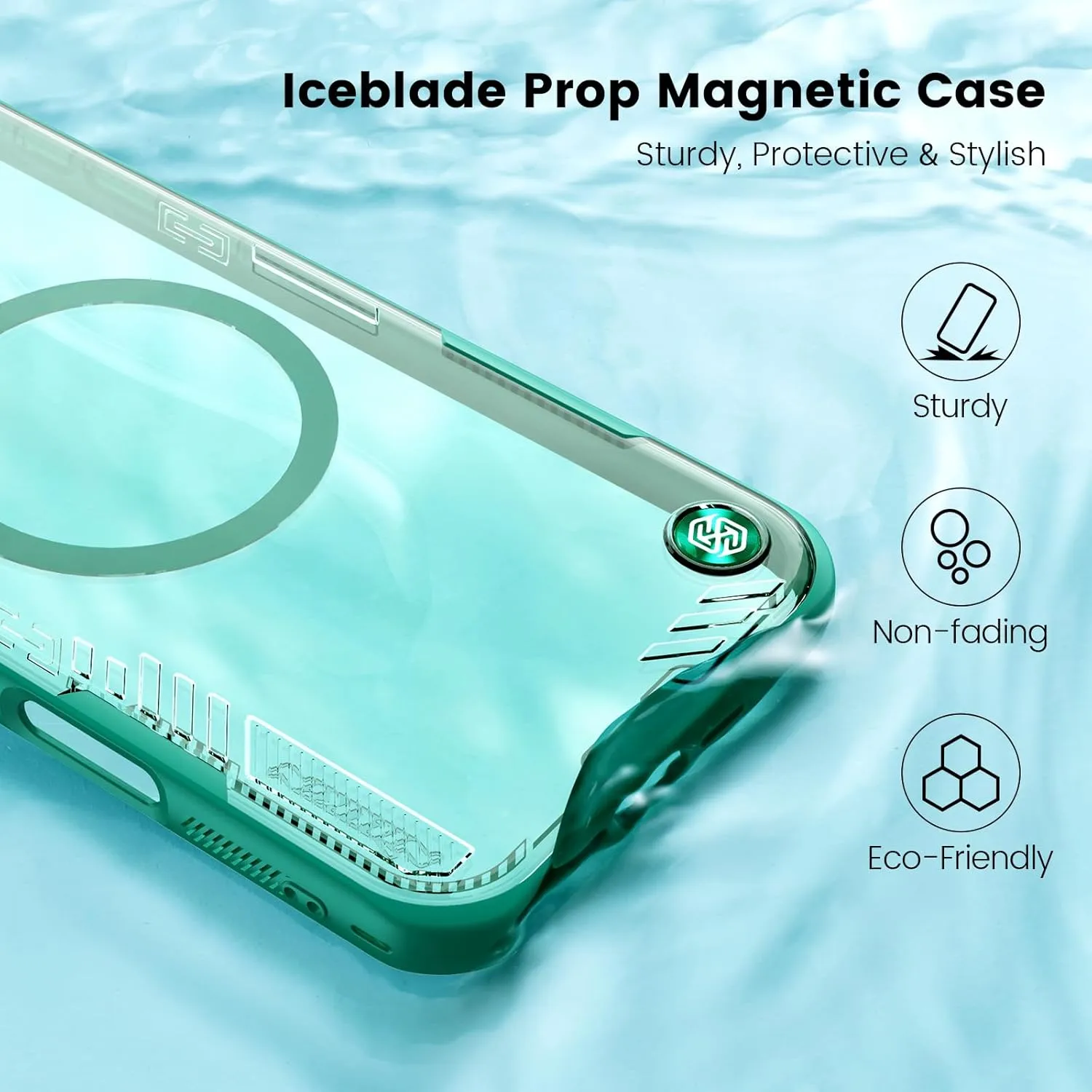 Nillkin Magnetic for iPhone 16 Pro Max Case Clear, Compatible with Magsafe, Never Yellow & Biodegradable Material, Translucent Case with Invisible Kickstand & Camera Cover for 16 Pro Max 6.9", Green