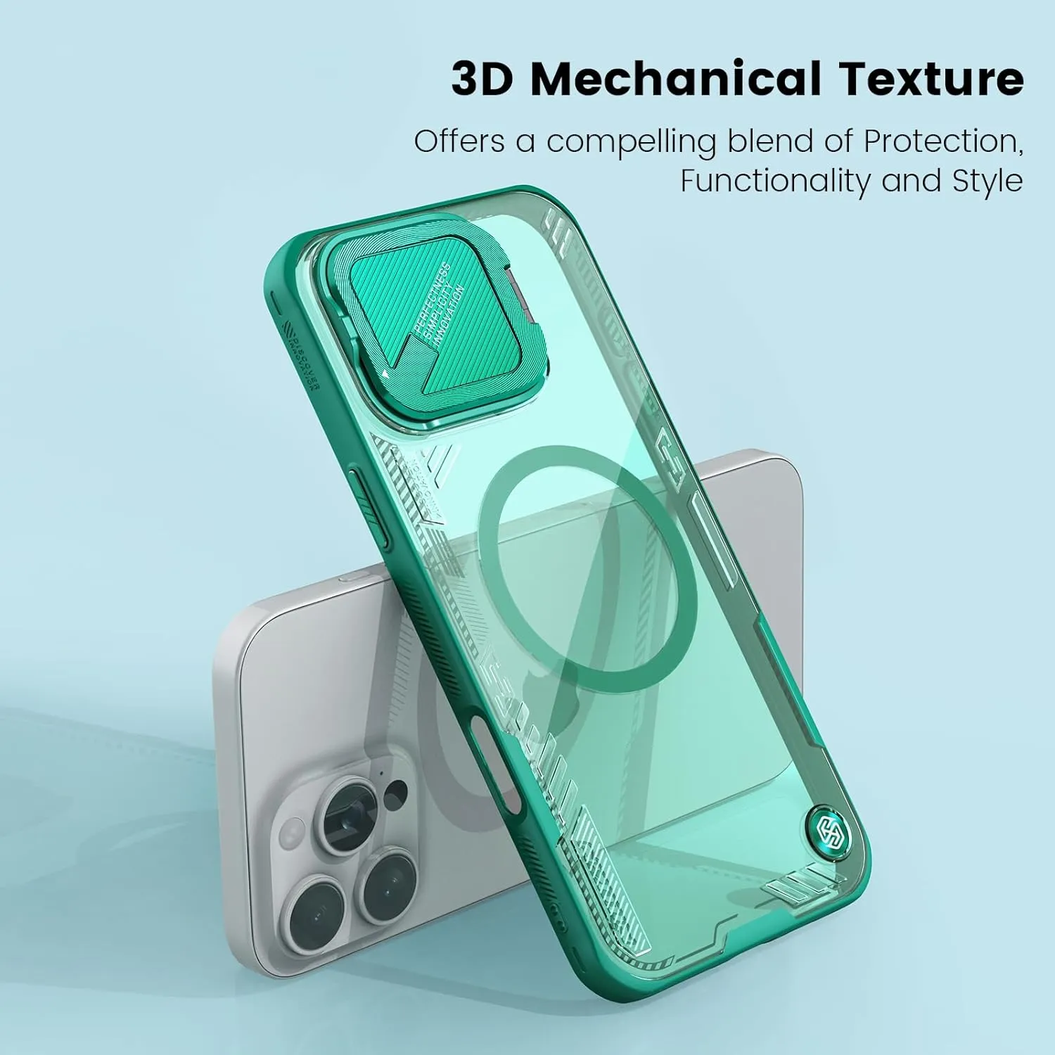 Nillkin Magnetic for iPhone 16 Pro Max Case Clear, Compatible with Magsafe, Never Yellow & Biodegradable Material, Translucent Case with Invisible Kickstand & Camera Cover for 16 Pro Max 6.9", Green