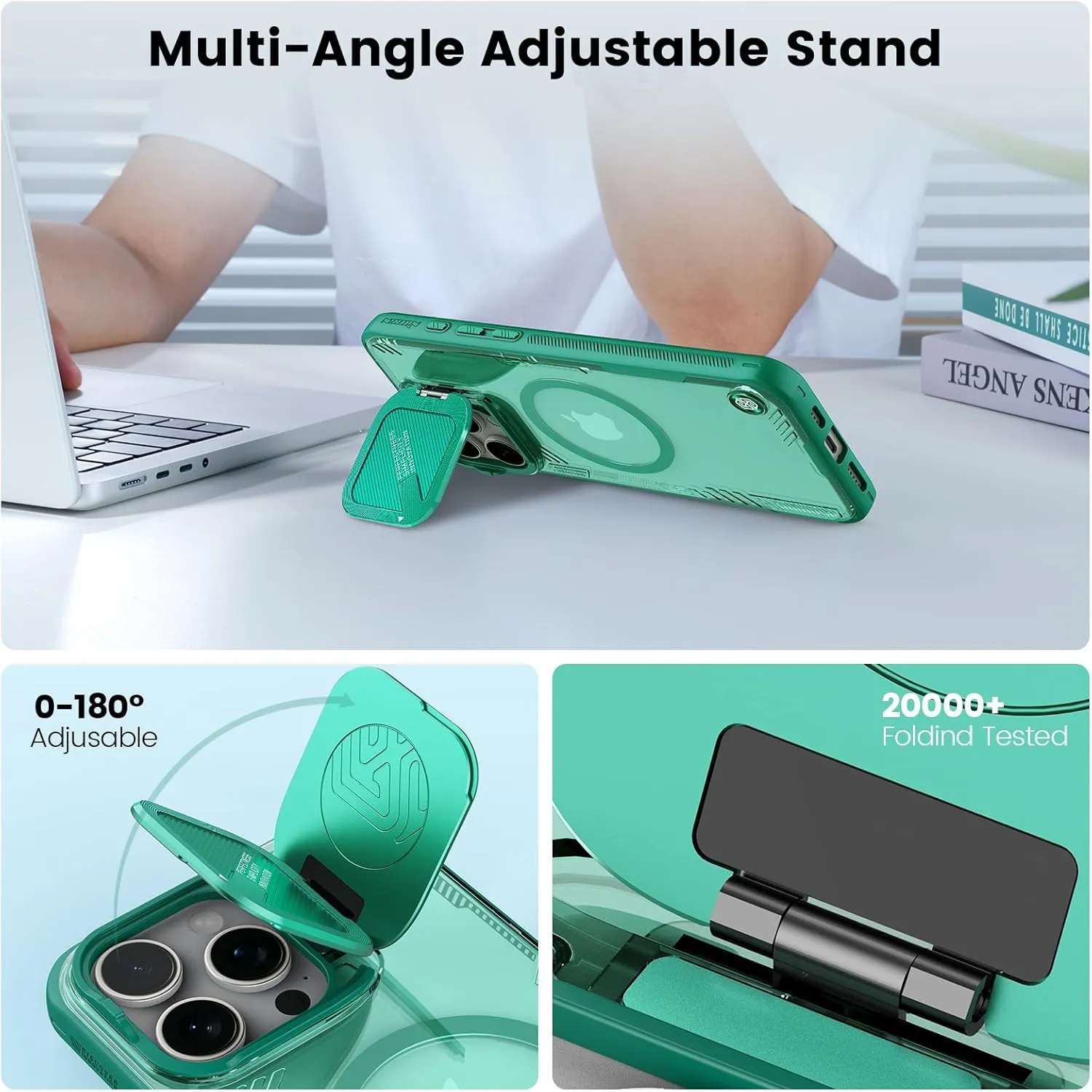 Nillkin Magnetic for iPhone 16 Pro Max Case Clear, Compatible with Magsafe, Never Yellow & Biodegradable Material, Translucent Case with Invisible Kickstand & Camera Cover for 16 Pro Max 6.9", Green