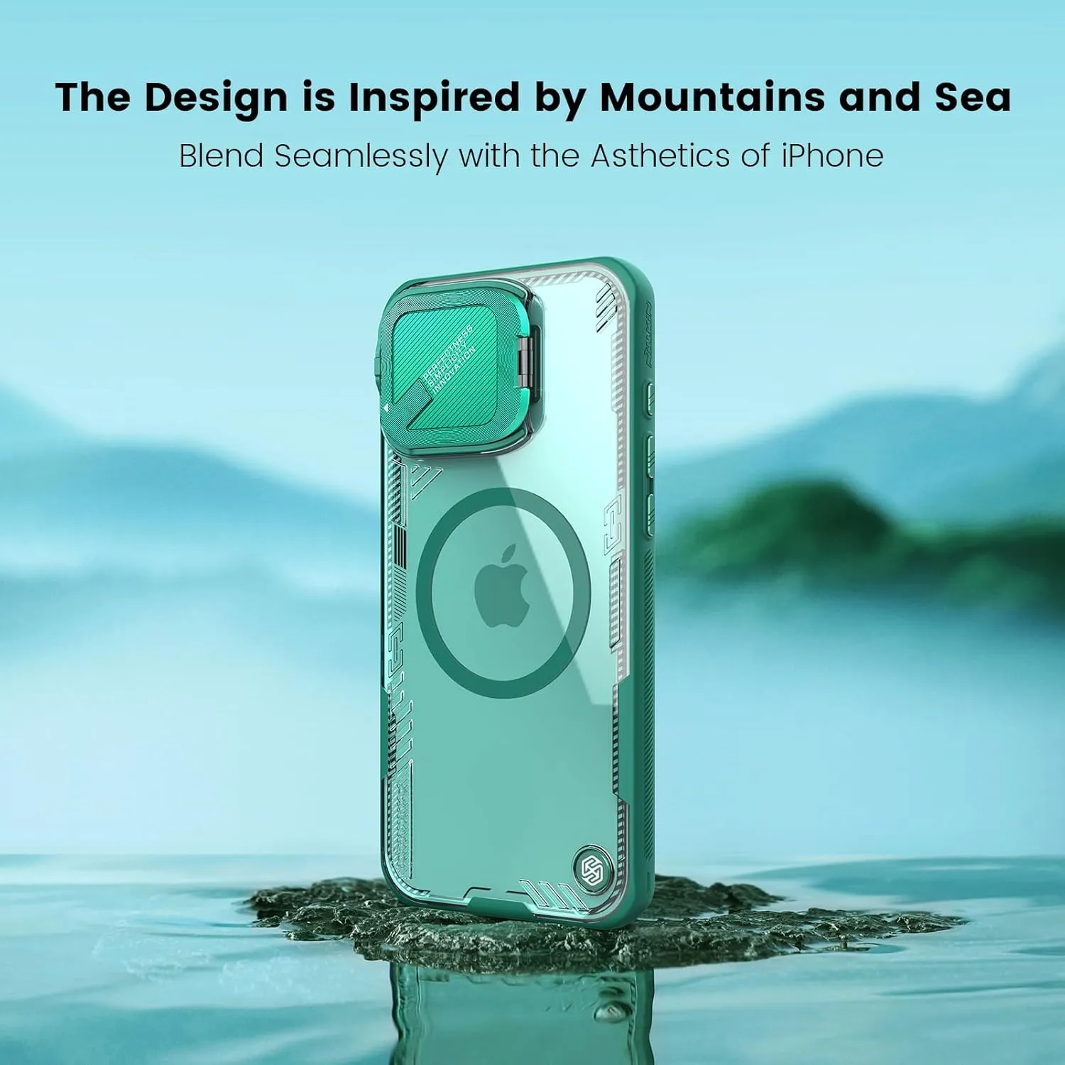 Nillkin Magnetic for iPhone 16 Pro Max Case Clear, Compatible with Magsafe, Never Yellow & Biodegradable Material, Translucent Case with Invisible Kickstand & Camera Cover for 16 Pro Max 6.9", Green