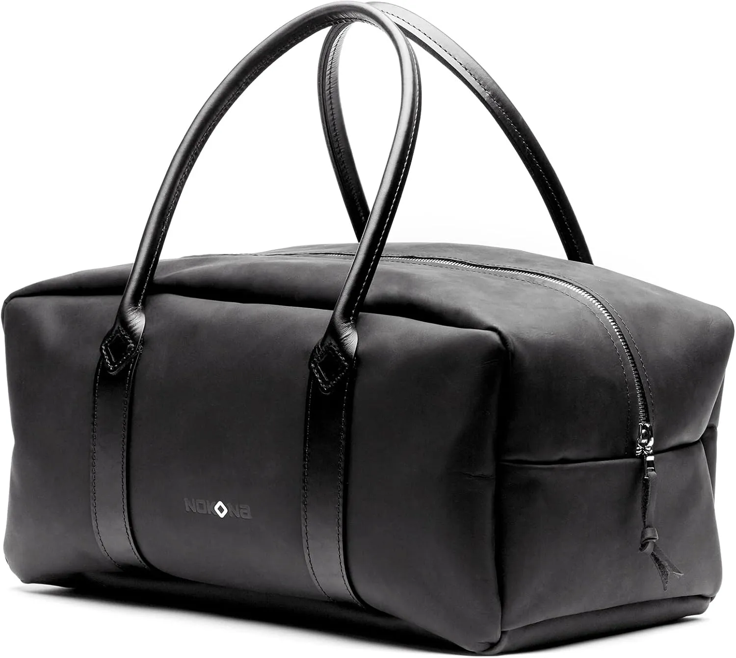 NOKONA Weekender Travel Duffle Bag | Handcrafted in Premium American Ballglove Leather | Made in the USA (Black Stampede)