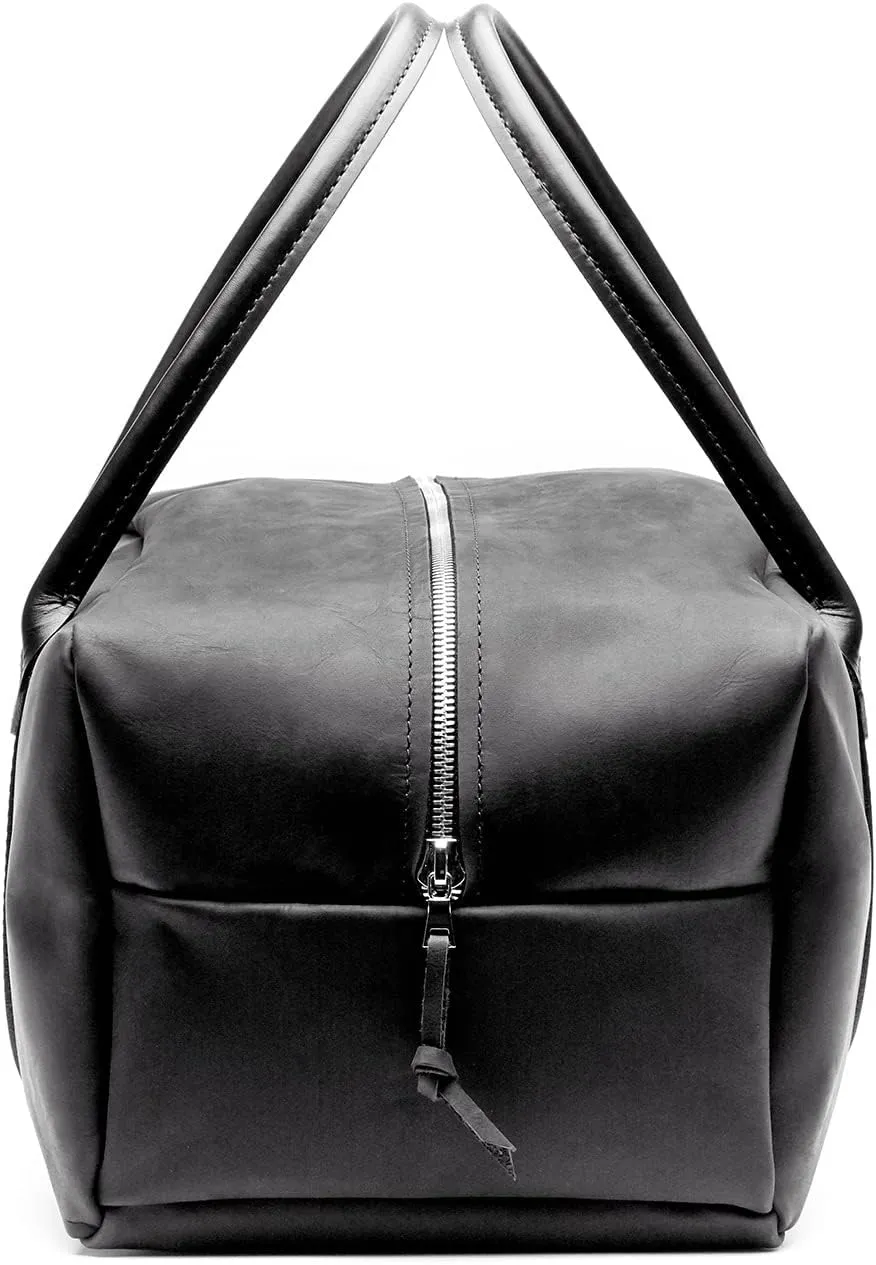 NOKONA Weekender Travel Duffle Bag | Handcrafted in Premium American Ballglove Leather | Made in the USA (Black Stampede)