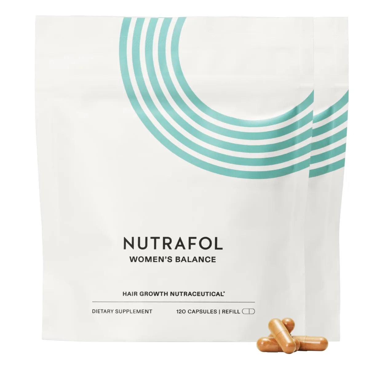 Nutrafol Women's Balance Hair Growth Supplements, for Ages 45 , Clinically Proven for Visibly Thicker Hair and Scalp Coverage, Dermatologist Recommended - 2 Month Supply, 2 Refill Pouches