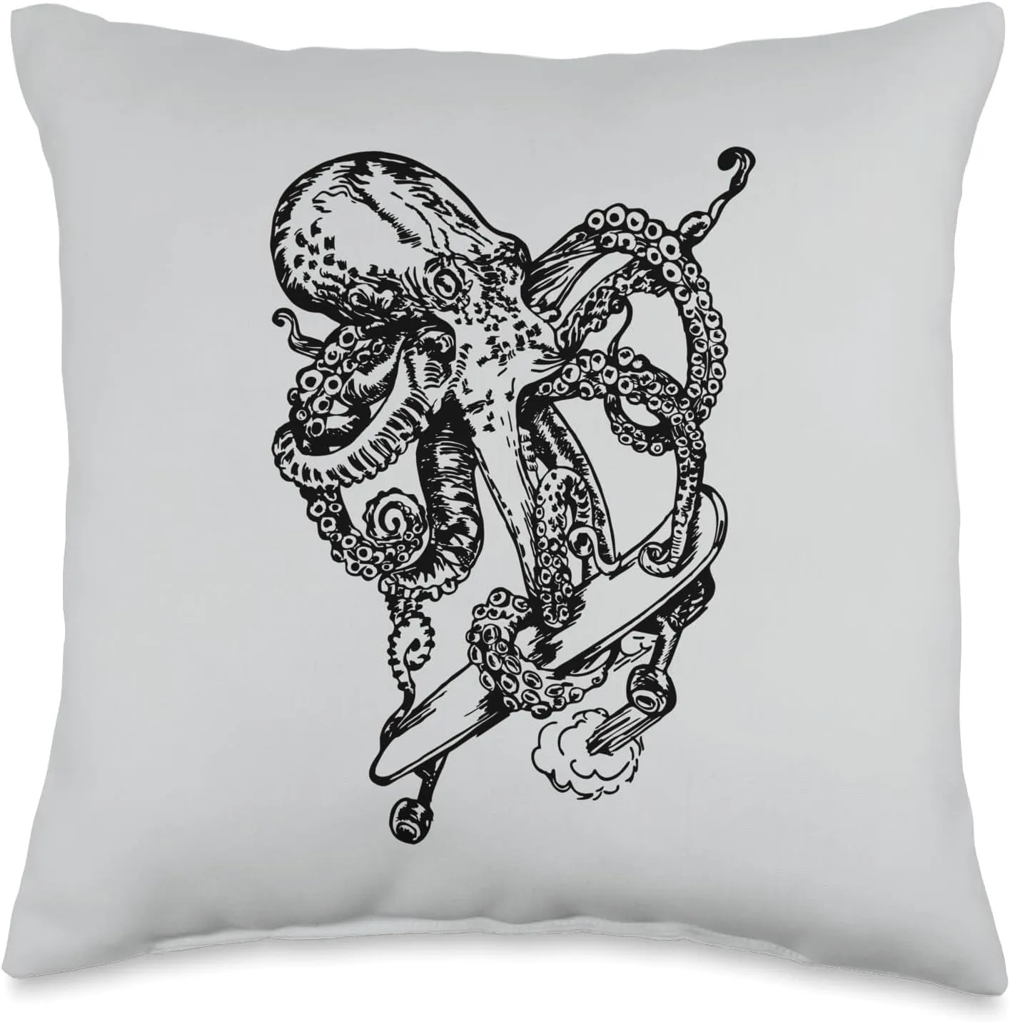 Octopus Skater Funny Skateboarding Cool Beach Skateboarder Throw Pillow