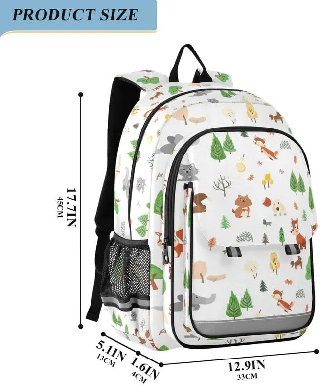 ODAWA Cartoon Forest Animals Backpack for Teen Girls Book Bags for Teens Kindergarten Sturdy Kids Backpack Ages 6-12