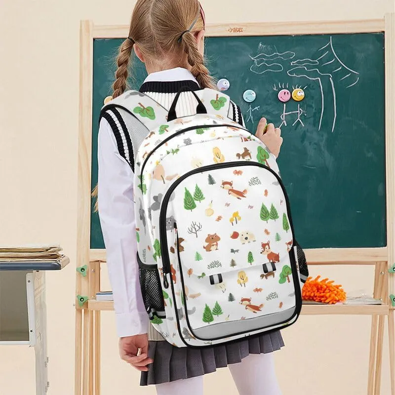 ODAWA Cartoon Forest Animals Backpack for Teen Girls Book Bags for Teens Kindergarten Sturdy Kids Backpack Ages 6-12