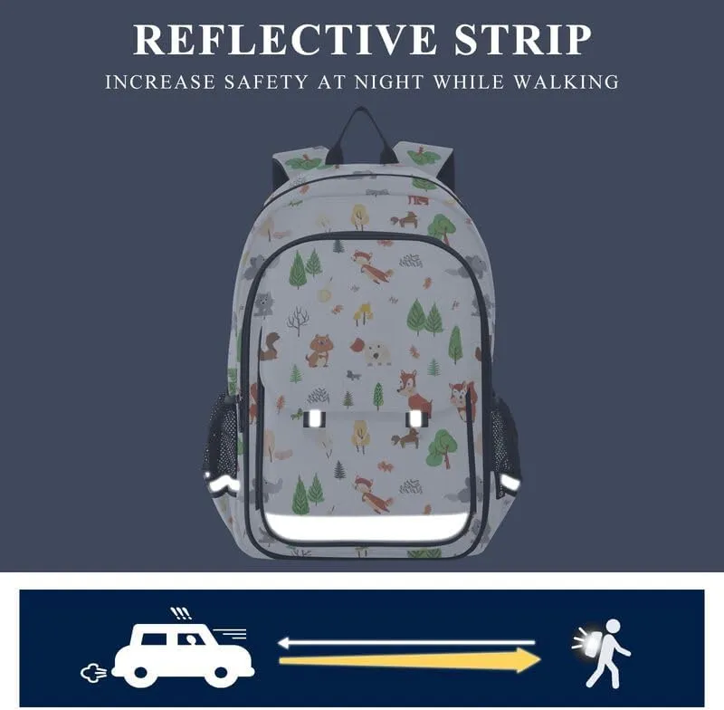 ODAWA Cartoon Forest Animals Backpack for Teen Girls Book Bags for Teens Kindergarten Sturdy Kids Backpack Ages 6-12
