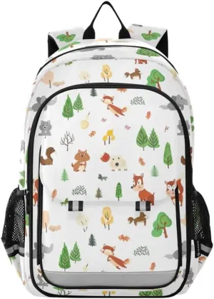 ODAWA Cartoon Forest Animals Backpack for Teen Girls Book Bags for Teens Kindergarten Sturdy Kids Backpack Ages 6-12