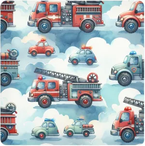 ODAWA Self-adhesive Magic Cloth Makeup Bag 21.7 In, Cute Firefighter Trucks Changeable Capacity Cosmetic Bag, Easy-Storage Magic Cloth for Camera Tablet Laptop