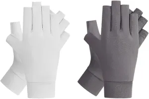 OHRAIN 2 Pairs Women Sunblock Fingerless Gloves Non Slip UV UPF 50  Protective Hand Covers Sun Protection Driving