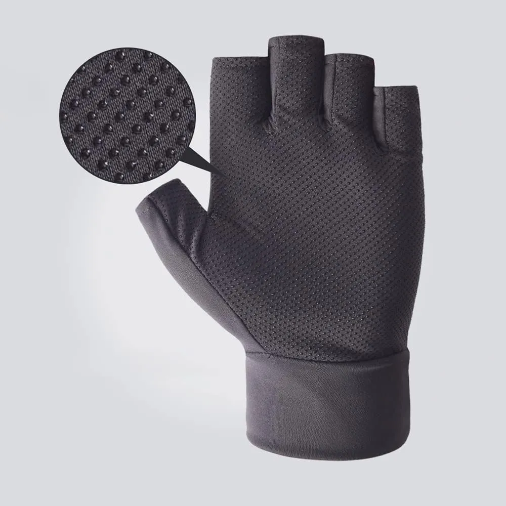 OHRAIN 2 Pairs Women Sunblock Fingerless Gloves Non Slip UV UPF 50  Protective Hand Covers Sun Protection Driving