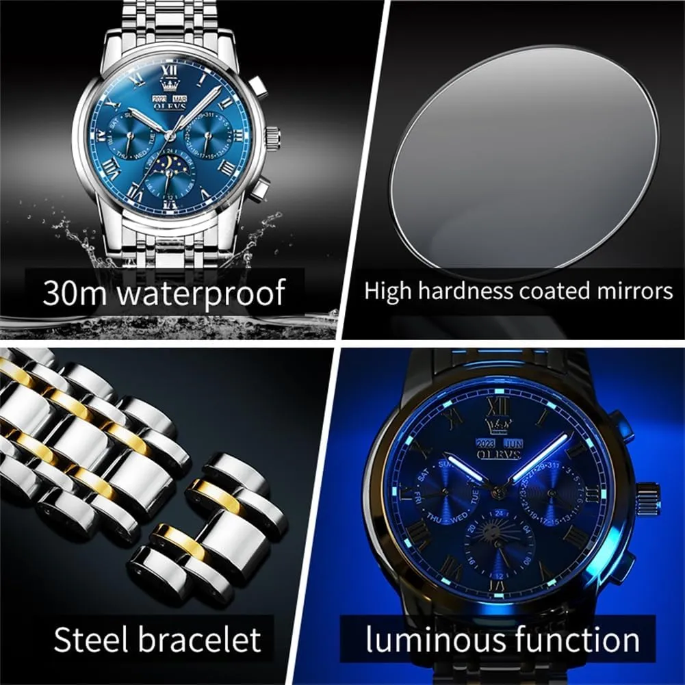 OLEVS Mens Automatic Watches Self Winding Mechanical Luxury Dress Stainless Steel Waterproof Wrist Watches for Men