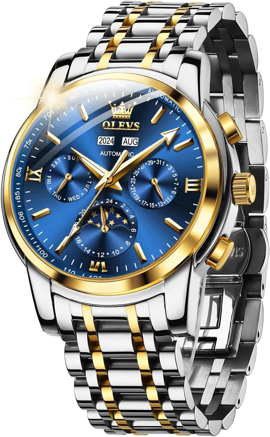 OLEVS Mens Automatic Watches Skeleton Mechanical Self Winding Luxury Fashion Dress Wrist Watch Luminous Waterproof
