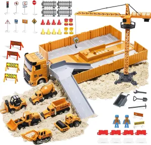 OR OR TU Alloy Construction Trucks Vehicle Toys for Kids Sounds Lights Effects Take Apart Container,Crane,Excavator Trucks,Cement Mixer,Dumper,Forklift for 3 4 5 6 7  Years Old Boys Girls Best Gift