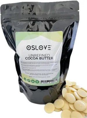 Organic Cocoa Butter 1 LB by Oslove Organics - FOOD GRADE, Raw, Non-Deodorized, Unrefined - For whipped body butter, lotion bars, scar & stretch marks | Delicous Home-made Chocolate | Allergen Free