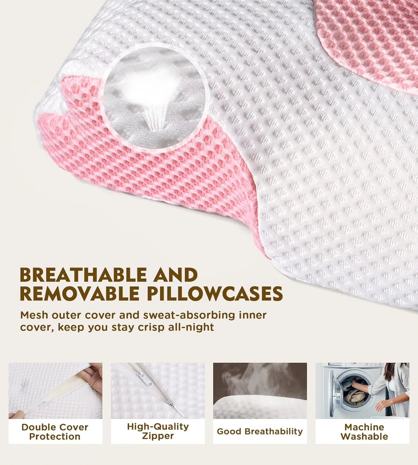 Osteo Cervical Pillow for Neck Pain Relief, Hollow Design Odorless Memory Foam Pillows with Cooling Case, Adjustable Orthopedic Bed Pillow for Sleeping, Support for Side Back Sleepers