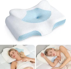 Osteo Cervical Pillow for Neck Pain Relief, Hollow Design Odorless Memory Foam Pillows with Cooling Case, Adjustable Orthopedic Bed Pillow for Sleeping, Support for Side Back Sleepers