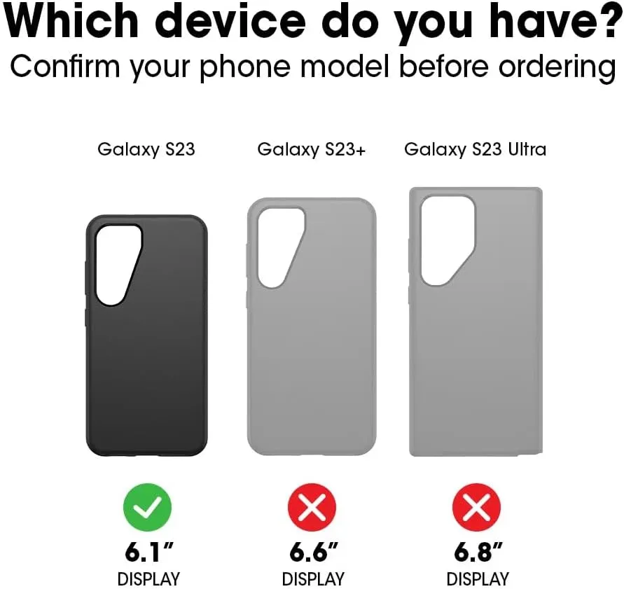 OtterBox Galaxy S23 Case Only - Defender Series - Black, Tough and Durable - with Port Protection - Case Only - Microbial Protection - No Retail Packaging