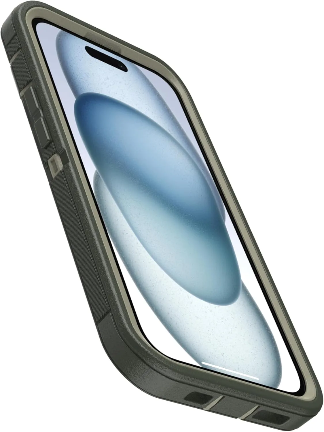 OtterBox iPhone 15, iPhone 14, & iPhone 13 (Only) Defender Series Case - Lichen The Trek (Green) - Rugged & Durable - with Port Protection - Holster Clip Includes - Microbial Defense Protection