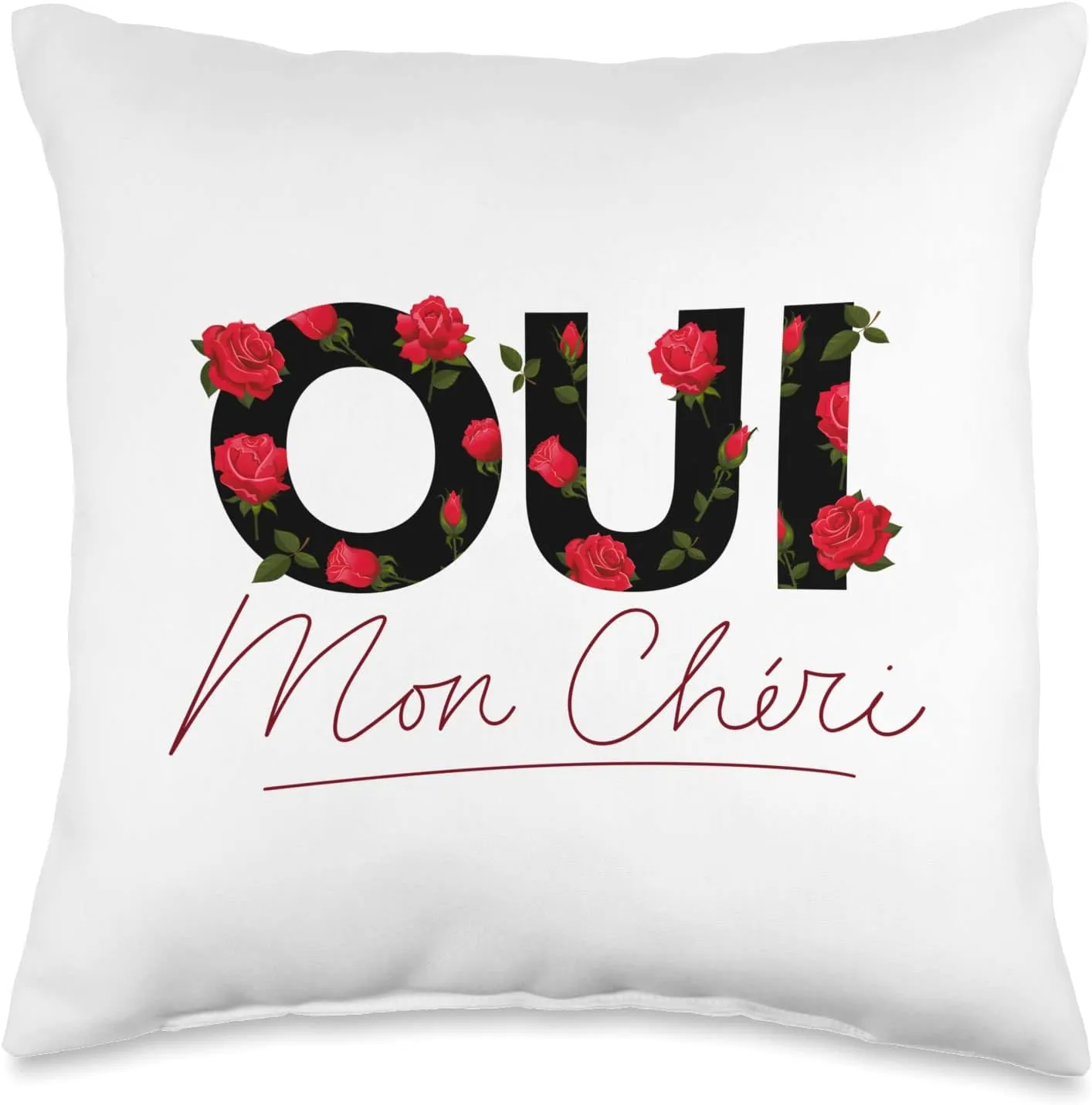 Oui Mon Cheri Cool French Expression Quotes Graphic Designs Throw Pillow