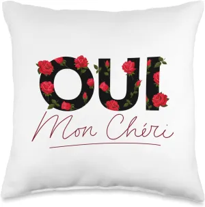 Oui Mon Cheri Cool French Expression Quotes Graphic Designs Throw Pillow