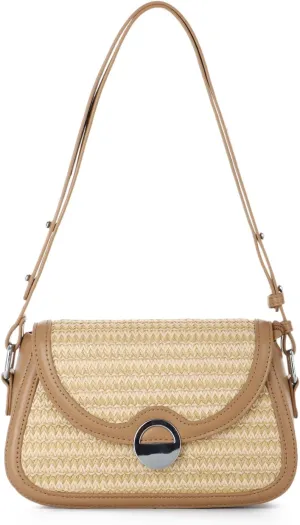 Oweisong Straw Beach Bag for Women Summer Purse Woven Vacation Handbags Leather Wicker Crossbody Bag for Spring 2025